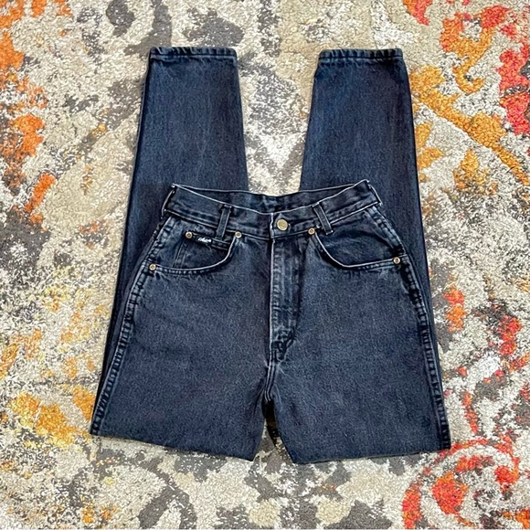 Vintage 80’s Chic Jeans Waist Black Relaxed Fit Tapered Leg size 6 - Picture 5 of 12